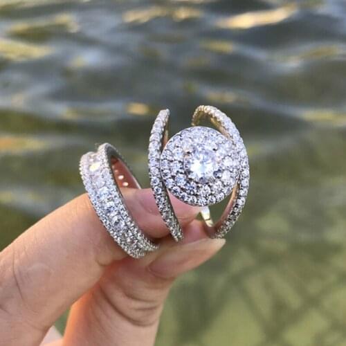 100% 925 Sterling Silver Round Cut Created Moissanite Gemstone Wedding Engagement Personality Rings Fine Jewelry