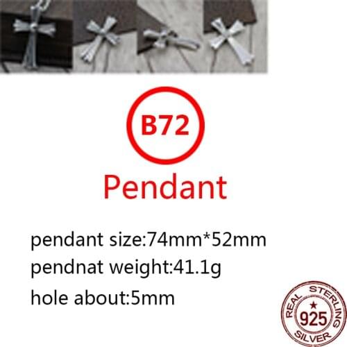 B72 S925 sterling silver pendant retro personality domineering cross shape wild pendant punk hip-hop style gift for friends