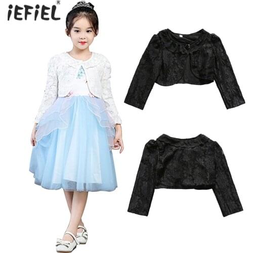 Girls Jacket Coat Lace Hollow Our Coat For Girls Childrens Short Jackets for Wedding Party Spring Autumn Sun Proof Clothing