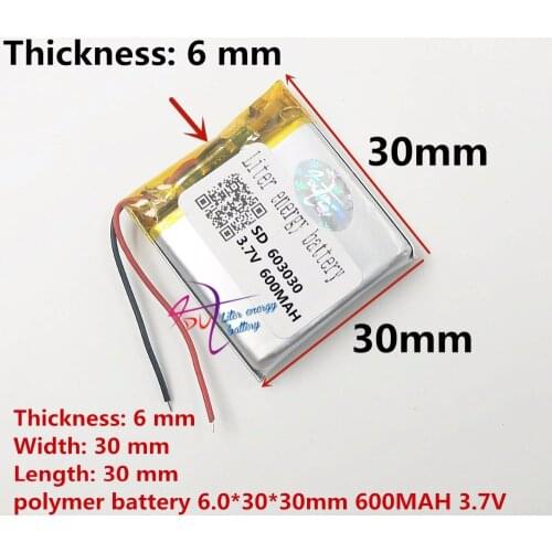 Free shipping)(1pieces/lot) 3.7V 603030 600mah lithium- polymer battery quality goods of CE FCC ROHS certification authority