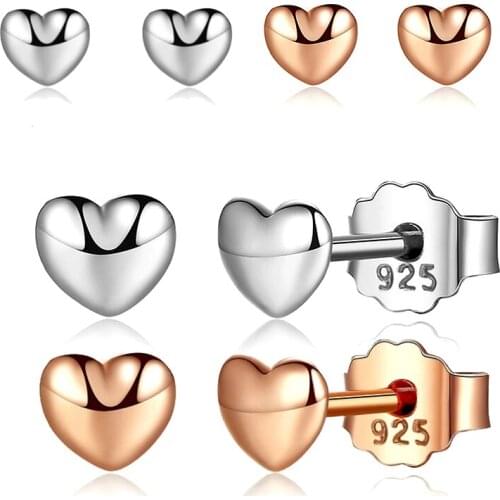 Petite Plain Hearts Stud Earrings For Women Girls Fit Brand Earrings Fine Jewelry Brincos Party Anniversary gift