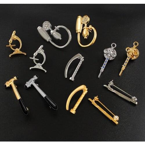 Nurse Doctor Pins Brooches Blood Pressure Meter Neuron Ambulance Uterus Caduceus Massage Reflex Hammer Jewelry