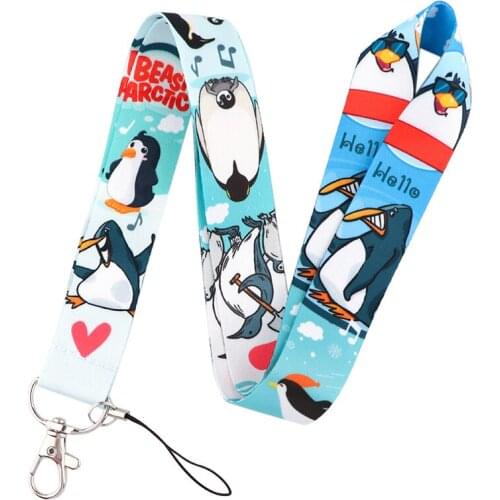 Fat Lovely Penguin Lanyard Keys Phone Holder Funny Neck Strap With Keyring ID Card DIY Animal webbings ribbons Hang Rope