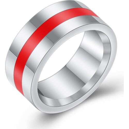 Fashion Jewelry Simple Enamel Red/Black/Yellow Rings Titanium Steel Wedding Ring For Men Bijoux