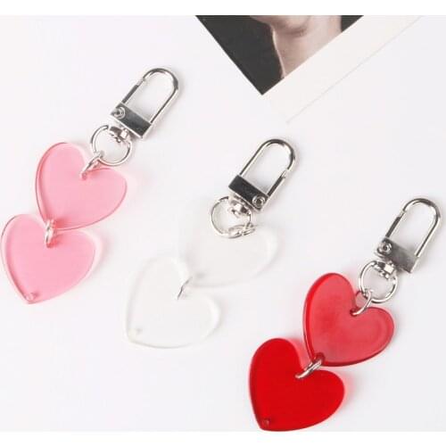 Fashion Transparent Heart Keychain For Women Charm Acrylic Key Chain Lover Car Bag Pendant Keyring Jewelry Gift