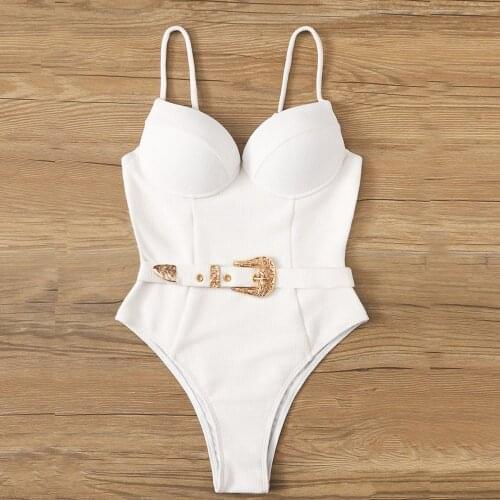 New Arrival Small Cup One Piece Swimsuit Women Vintage Bathing Suits Monokinis Beach Padded High Waist White/Black Swimwear