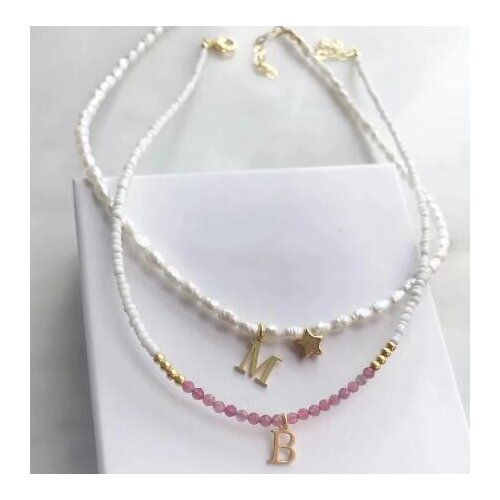 Custom stainless steel letter necklace natural freshwater pearl womens necklace five-pointed star accessories boutique jewelry