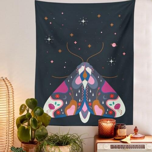 Psychedelic Moon Butterfly Tapestry Room Decor Aesthetic Boho Moon Tarot Celestial Floral Snake Wall Tapestry Hippie Wall Carpet