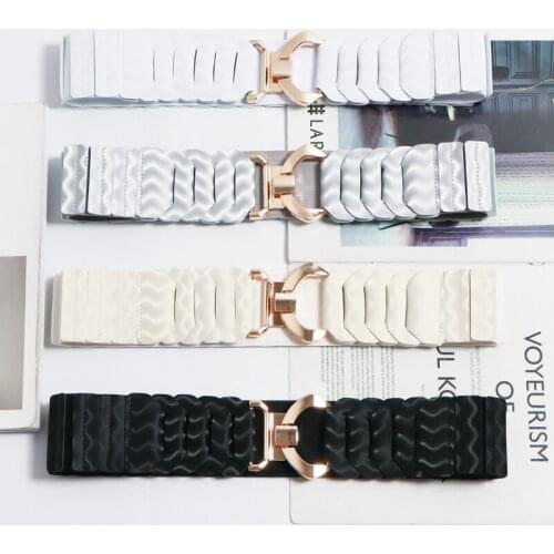 High Quality Micro Fiber Leather Waist Belt Wide Waistband Hook Buckle Belt Mujer Luxury White Grey Belts Women Ceinture Femme
