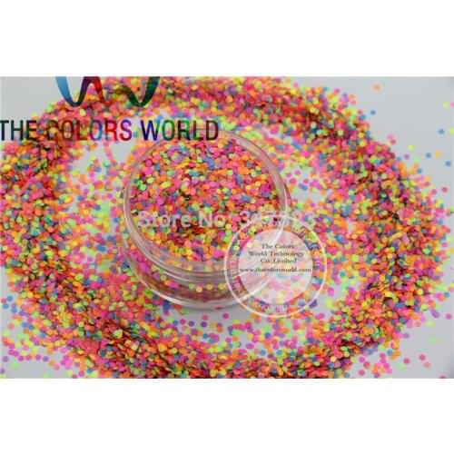 RN1-53 Mix 1MM Neon Color Solvent Resistant Glitter Dot Circle shape Glitter for Nail Polish Acrylic, DIY supplies1pack=50g