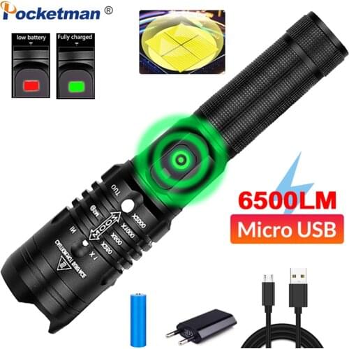 Most Powerful LED Flashlight XHP50.2 Ultra Bright Flashlight Zoom LED Torch USB Rechargeable Flashlight Use 18650 Battery