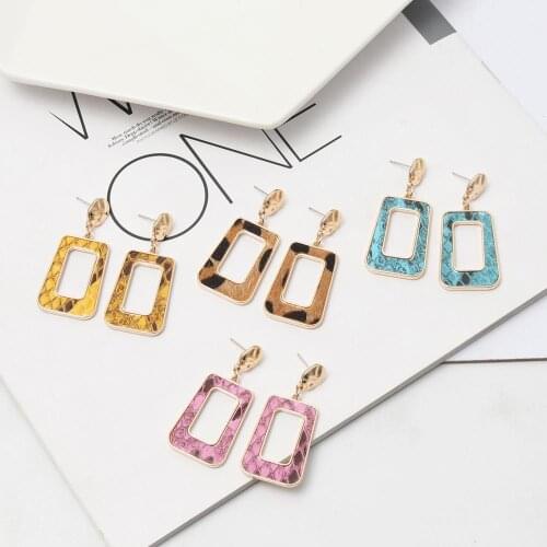 ZA Dangle Drops Earrings Leopard Snakeskin Leather Dangle Drops Earrings Small Wholesale Jewelry Manufacturer Express Shipping