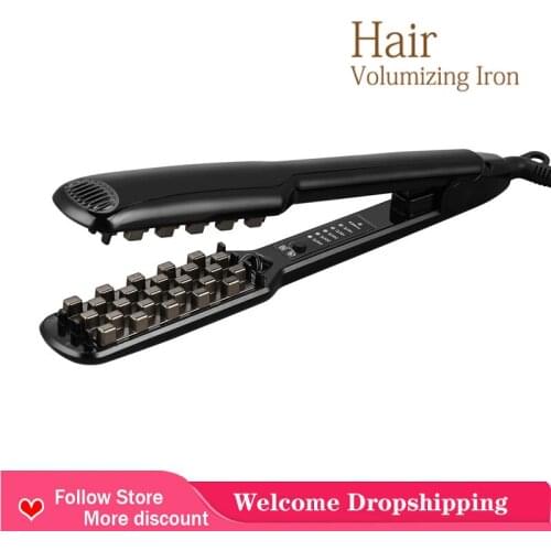 3D Grid Hair Crimper Volumizer Ceramic Professional Hair Fluffy Corrugated Curler Flat Iron Professional Volumizing Hair Iron