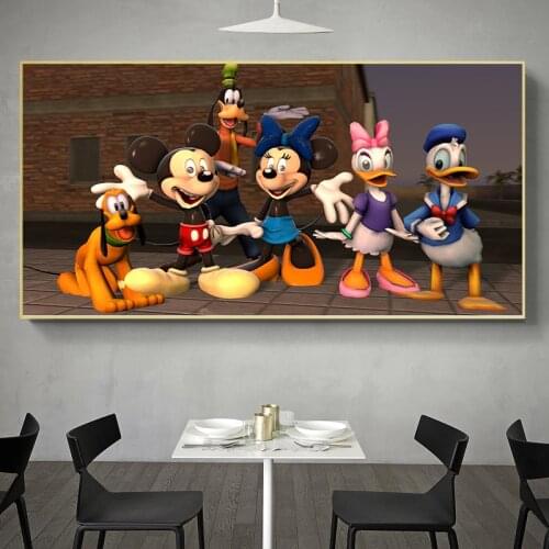 Modern Abstract Street Graffiti Art Disney Mickey Minnie Couple Poster and Print Wall Art Picture for Living Room Home Decor