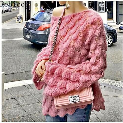 Sweaters women winter Pullover jumpers knitted clothes fashion Women Stitching loose knitting sweater womens