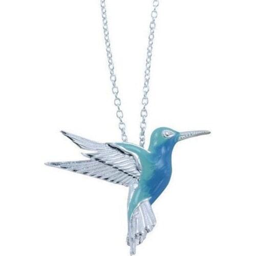 Fashion Blue Hummingbird Bird Pendant Clavicle Chain Necklace for Women Jewelry Gift Gothic Accessories Wholesale Items
