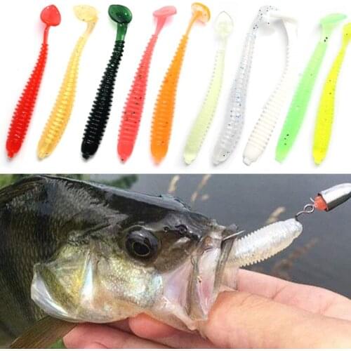 10pcs 10 color /lot Soft Lure Floating Worm T Tail Sub Bait Crank Hook 7.5cm 2g Silicone Bait All For Fishing Jigging Lure