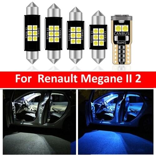 10Pcs Car White Interior LED Light Bulbs Package Kit For Renault Megane II 2 MK2 2003-2008 Map Dome Trunk Lamp Ice Blue