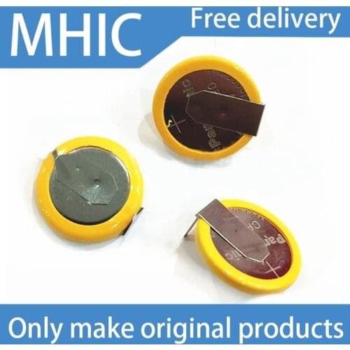 10PCS/LOT CR1220 horizontal welding foot button battery 3V button type battery with pins, horizontal with 2 welding feet, pitch