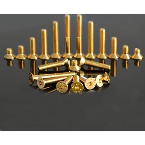 10pcs M2.5 12.9 level titanium plated gold countersunk Allen screw hexagon socket flat head screw mechanical bolt 6mm-14mm long