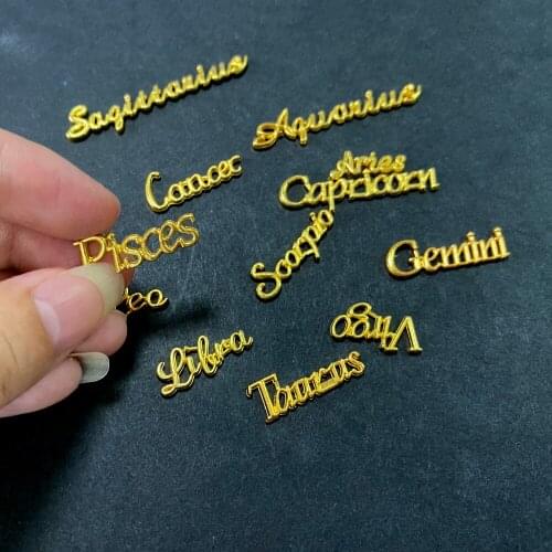 12pcs/set Constellation Letters nail charms kawaii accessories nail art decorations gold nail pendant nails design 2021 art