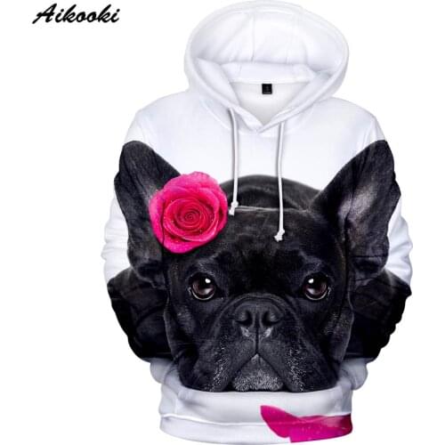 2020New Aikooki French Bulldog Hoodies Men/Women Casual Mens Hoodie 3D Cute French Bulldog Rose Design Boy/Girls Sweatshirts Top
