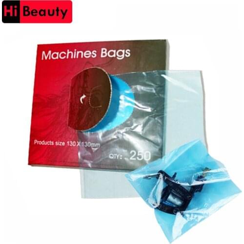 250pcs 130*130mm Disposable Hygiene Tattoo Clip Cord Cover Bags Plastic Blue Tattoo Machine Clip Cord Sleeve Cover Bag