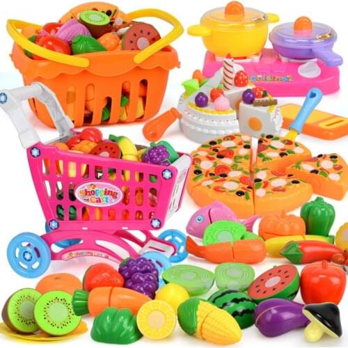 27-60PCS Kids Fruit And Vegetable Pretend Play Mini Food Cutting Kitchen Toys Girls Game Education Learning Toys
