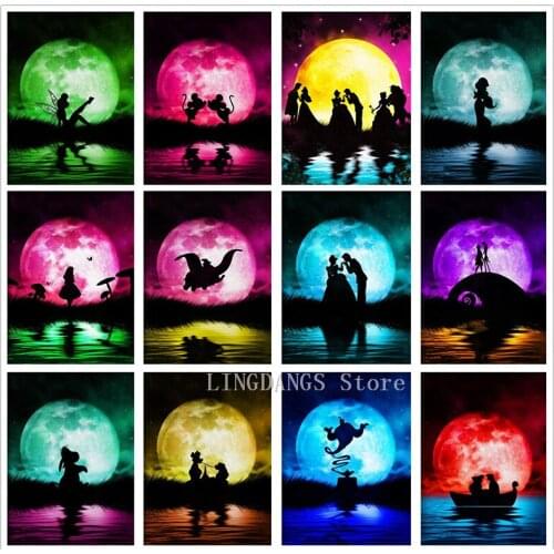 5D DIY Full Drill Diamond Painting Disney Princess Fairy Cartoon Animal Diamond Mosaic Embroidery Cross Stitch Home Decor Gift