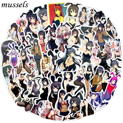 50Pcs Japanese Anime Sexy Cute Bunny Girl Sticker For Skateboarding Laptop Refrigerator DIY Styling VINYL HOME DECOR Stickers