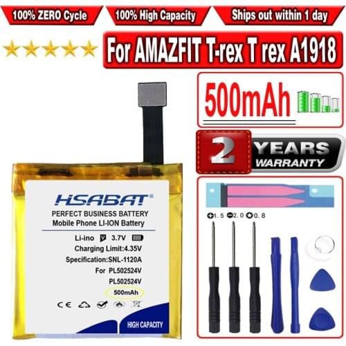 HSABAT 500mAh PL502524V Battery for AMAZFIT T-rex T rex A1918 Smart Watch