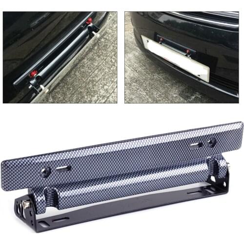 Car-styling Carbon Fiber Adjustable Number License Plate Frame Bracket Hold Mount Relocator Fit for Ford BMW Audi Mazda Honda