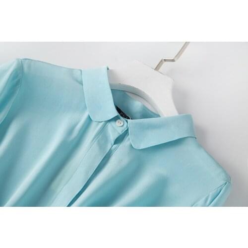 Summer Spring Womens Shirt Long Sleeve Blouse Fashion 2020 Real Silk Shirts for Women Office Blouses KJ5426