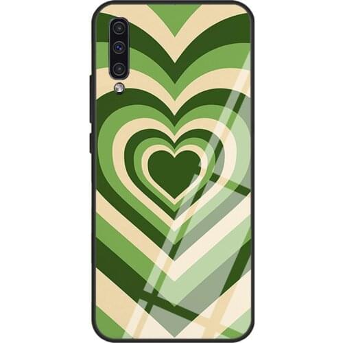 Matcha Love Heart Coffee Latte Green Case For Samsung A72 A71 A51 A31 A40 A50 A70 A20e A21S A12 A32 A52 Tempered Glass Cover