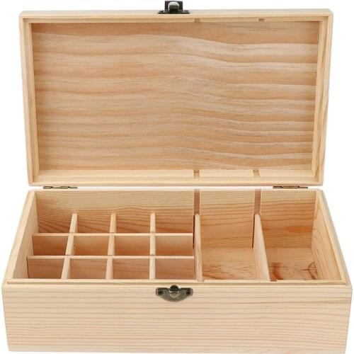 Wooden Essential Oil Display Storage Compartment Slot Carrying Case Travel Perfume Container Organizer Box Holder for 18 Bottles