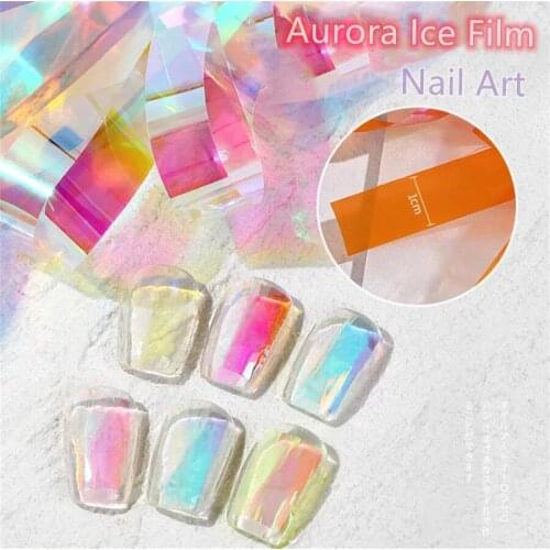 Aurora Nail Foils Shattered Glass Nail Art Marble Holographic Cellophane Paper Nail Sticker Summer Manicure Clear Design
