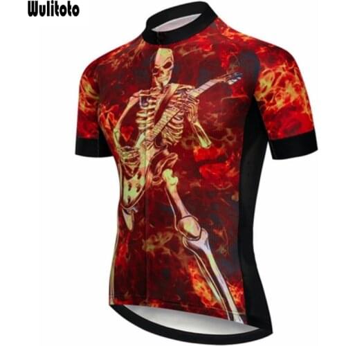 WULITOTO skull To Short Sleeve MTB Bicycle Top Shirt Breathable Cycling Jersey clothing For Men