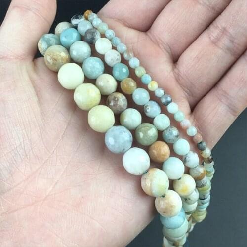 Faceted Natural Colorful Amazonite Loose Spacer Stone Beads For Jewelry Making DIY Charms Bracelet Necklace 15''4/6/8/10/12mm