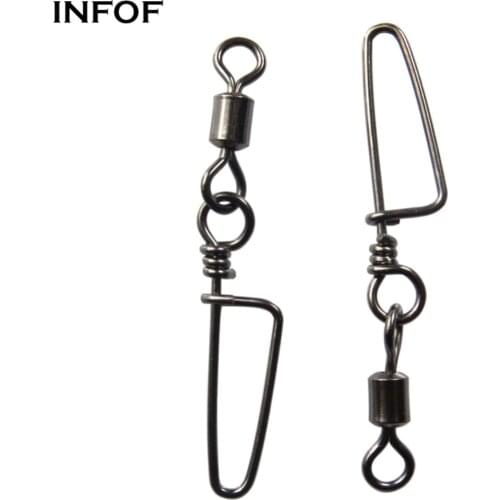 INFOF 200 pieces/lot Fishing Swivels Snap Rolling Swivel with Coastlock Snap Fishing Connector Fishhooks Carp Fishing Tackle