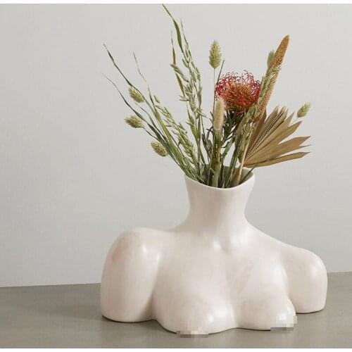 Ceramics Vase Home Decor Flower Vase Creative White Body Vase Sculpture Room Decor Modern Art Home Decoration Accessories