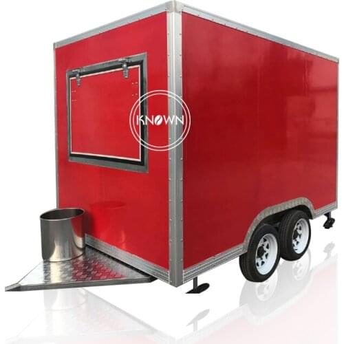 China mobile potato chips making machine selling food trailer,outdoor street food trailer cart with red color