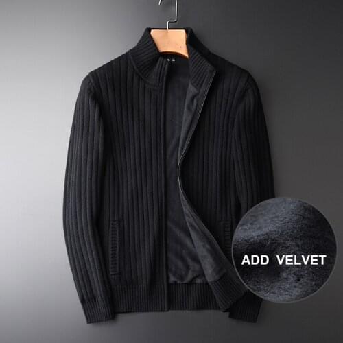 Classic Turtleneck Mens Sweater Hight Quality Thick Computer Knitted Slim Mens Fashion Zipper Cardigan Sweater Plus Size 4XL