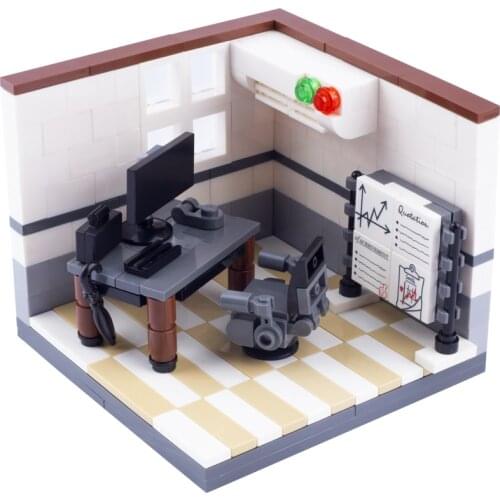 MOC City House Building Blocks Mini Office Desk Computer Street Scene Figures Accessories Printed Bricks Decoration Kids Toys