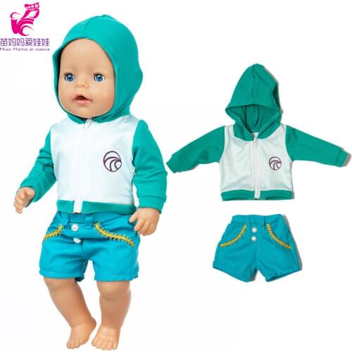 Doll jacket 43cm Baby Doll blue coat for 18 Inch Girl Doll clothes hooded set