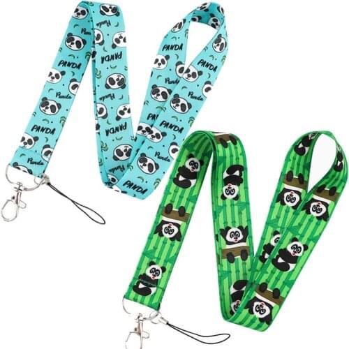 Kawaii Panda Keychain Cartoon Cute Animal Print Lanyard for Keys Phone ID Name Tag DIY Hanging Rope Key Ring Gifts