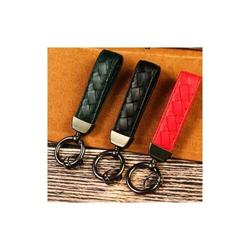 Fashion Hand-woven Keyring Genuine Leather Keychain Luxury Leather Buckle Key Chain Car Key Ring Locksmith Trinkets Gift