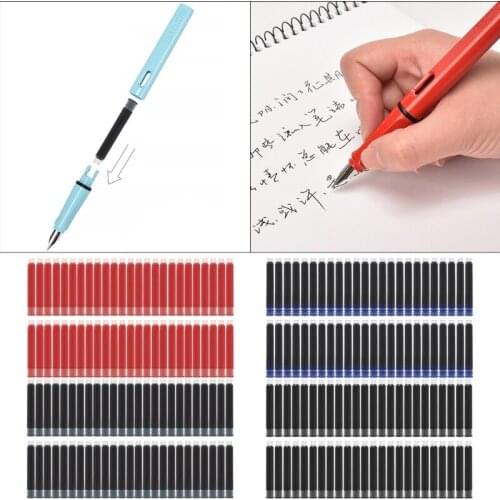 Set of 50 Refill Ink Cartridges Refill Ink 3.4 mm Bore Diameter Black/Blue/Black Blue/Red for Office School