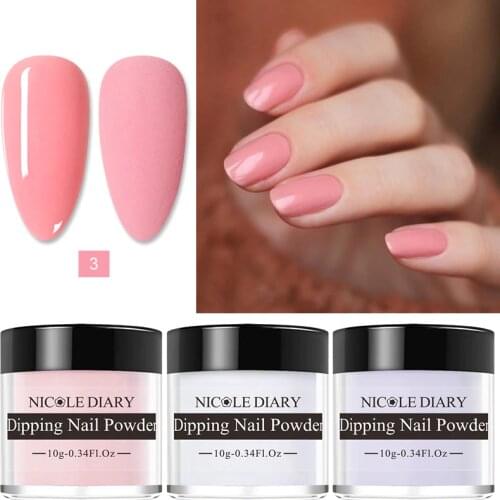 NICOLE DAIRY 1 Box Dipping French Powder Gradient 10ml Shinning Glitter Without Lamp Cure Dip Nail Powder Nail Art Decorations