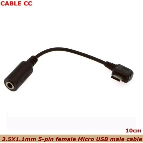 New 10cm 3.5X1.1mm 5-pin DC power female connector Naar Micro USB male connector 90 degree elbow cable for Nokia mobile phones