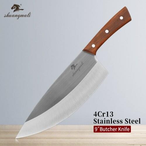 9 Inch Butcher Knife 4Cr13 Stainless Steel Kitchen Cleaver Knives Utility Cleaver Food Slicing Meat Chef Butcher Knife